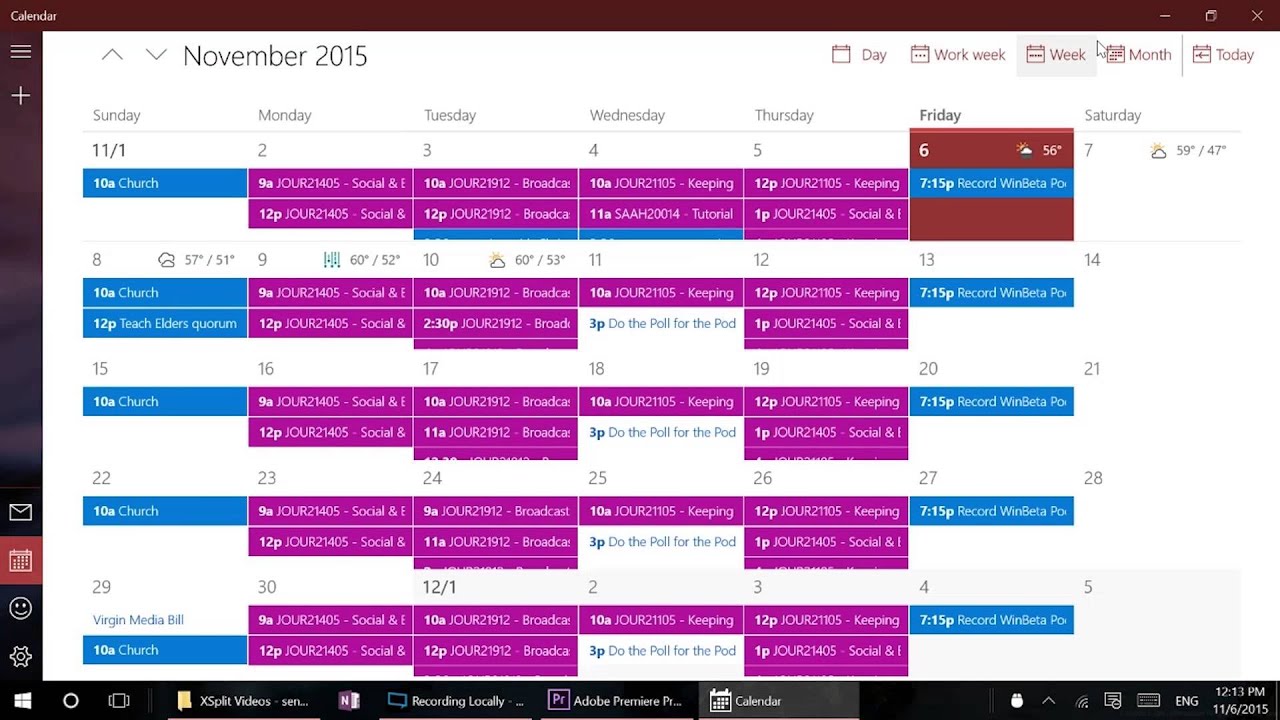 Windows 10 default calendar account